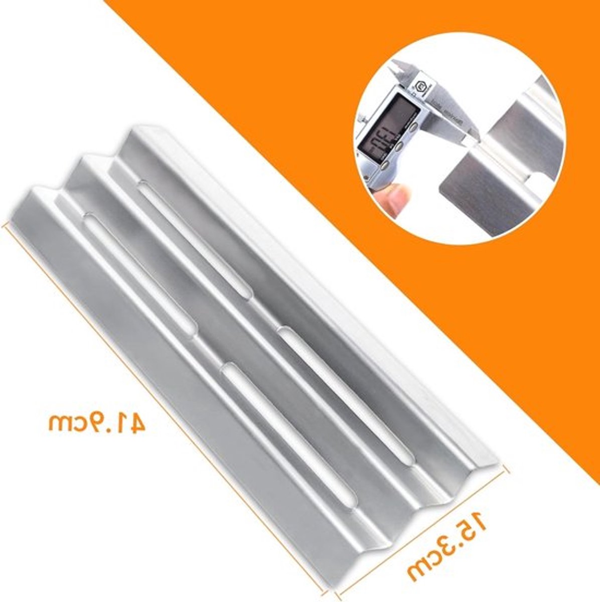 Roestvrijstalen branderdeksel 42 × 15,2 cm voor Gasgrill - Vervangingsonderdeel, Warmteplaat, Vlamverdeler