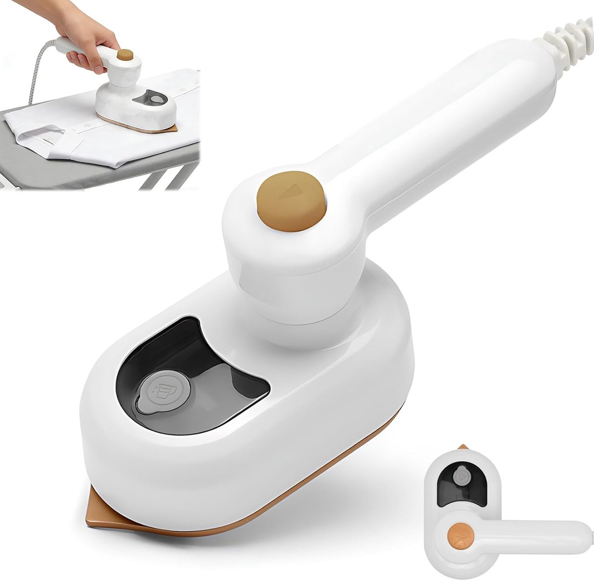 Thijox - Mini Stoomstrijkijzer 2-in-1 met Opklapbare Greep, Lichtgewicht Droogstrijkijzer voor Thuis en Reis, Snel Opwarmend, Ideaal voor Vakantie, Wi