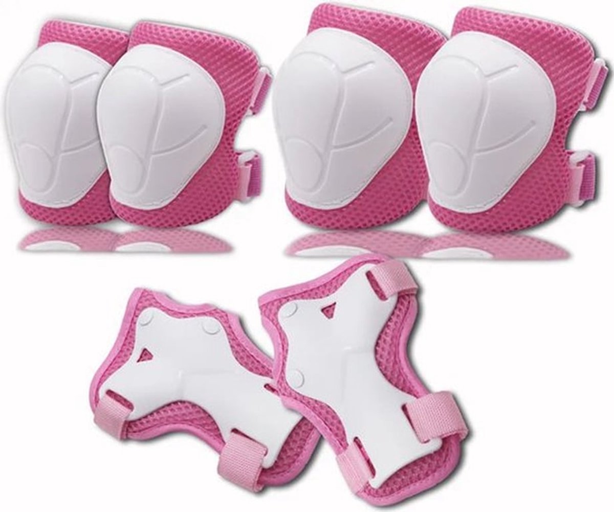 Kinderbeschermingsset - Kinderkniebeschermers - Kinderbeschermingsset [6-delige set] - Ideale beschermende kussens voor grote oppervlakken (roze)