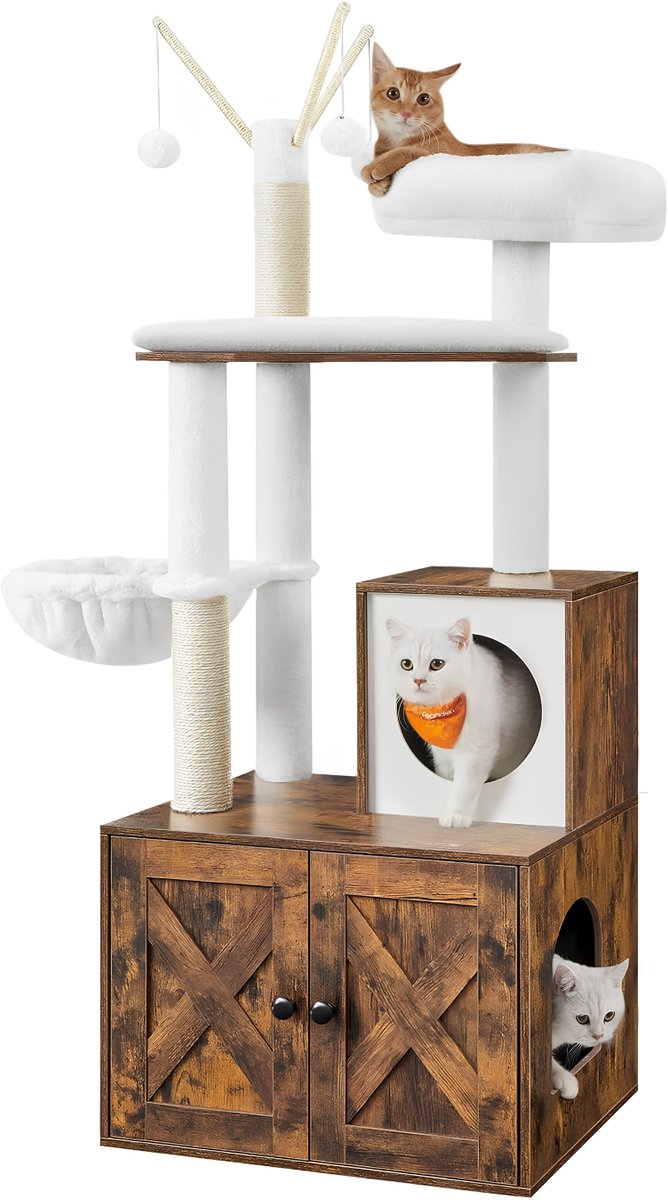 NIVA® Kattenbak Kast - Kattenkast - Kattenhuis - 58cm x 50cm x 140cm