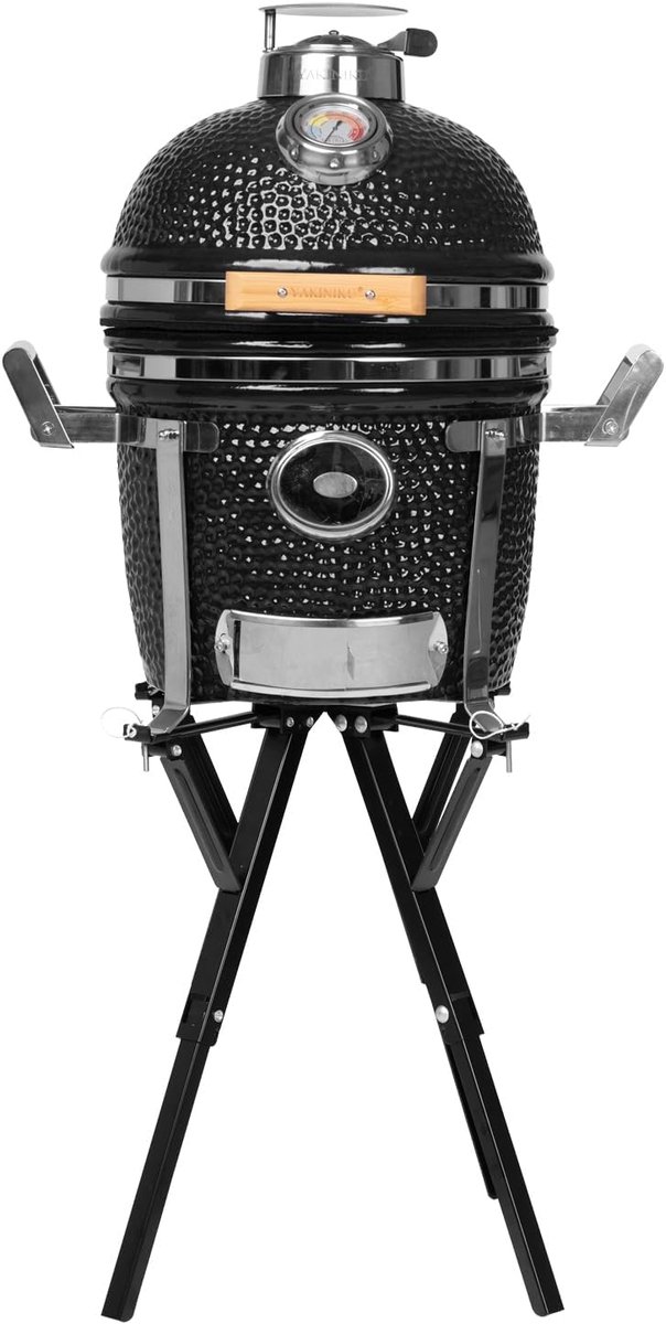 SnelShoppen - Compacte Kamado BBQ - 13 Inch Keramische Grill voor 2-4 Personen - Inclusief Camping Basis - Perfect voor Tuin, Camping en Feesten