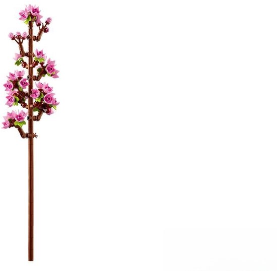 Een LEGO tak met bruine stam en roze kersenbloesem bloemen.