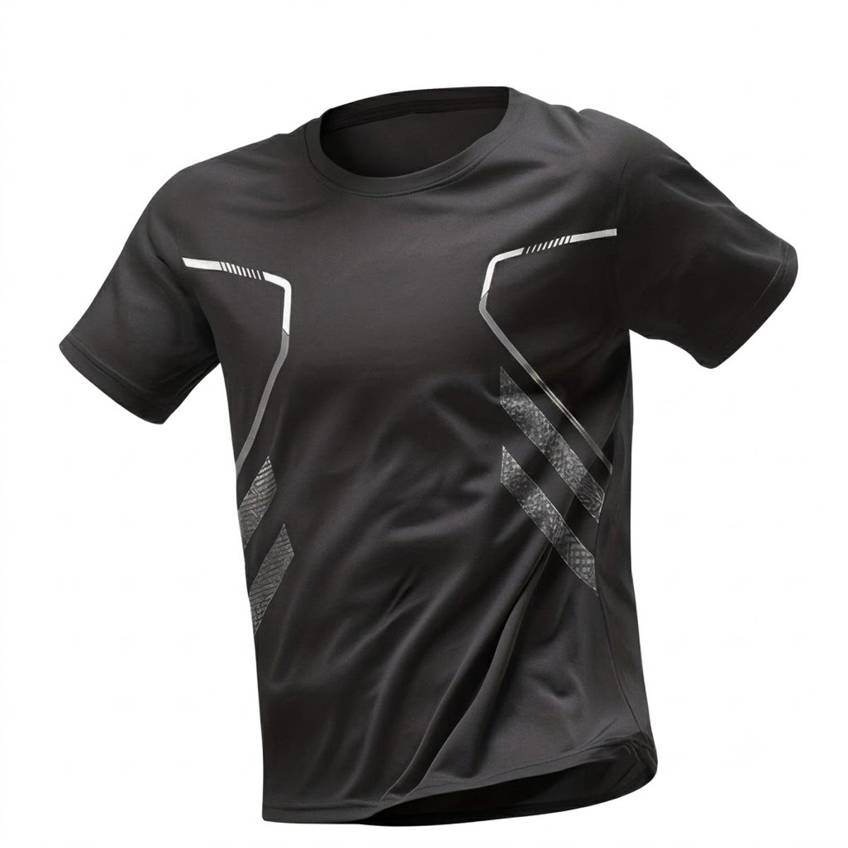 Zwart basketbalshirt heren – sneldrogend sport T shirt met korte mouwen, ademend en vochtafvoerend, ronde hals, losse pasvorm, geschikt voor basketbal, hardlopen, fitness en gym, maat L