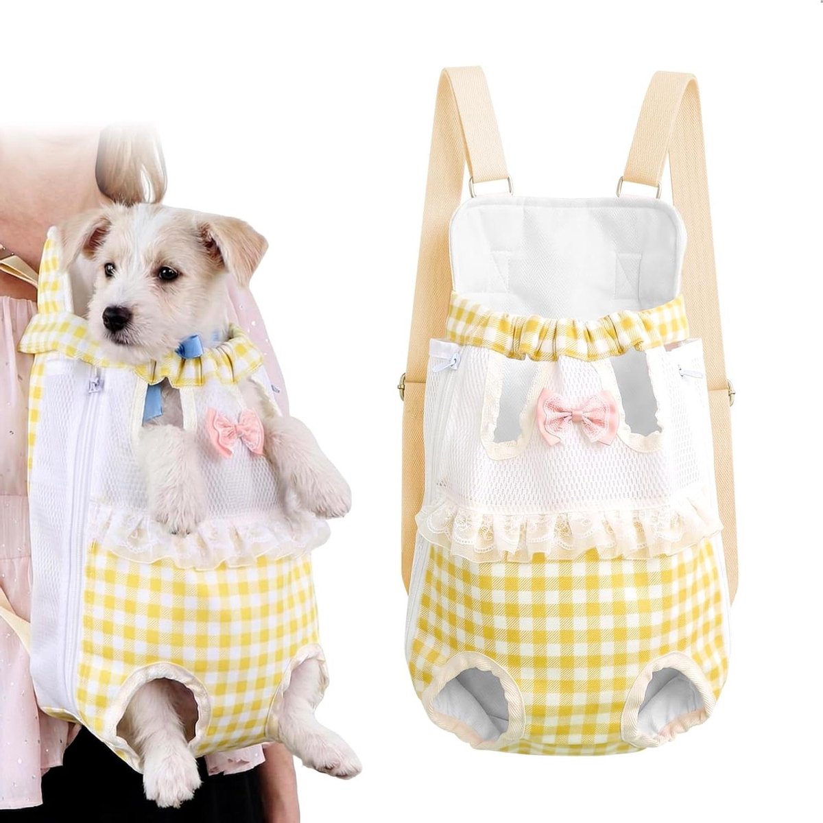 Draagbare Hondenmand - Draagtas Huisdier - Reizen met Hond - Ademend Mesh Raam - Maat M tot 4kg - Geel