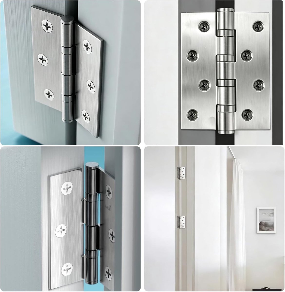 Roestvrijstalen Scharnieren - Deur Scharnieren - Kast Deuren - Geruisloze Werking - 6 Stuks 50x39mm - Zilver