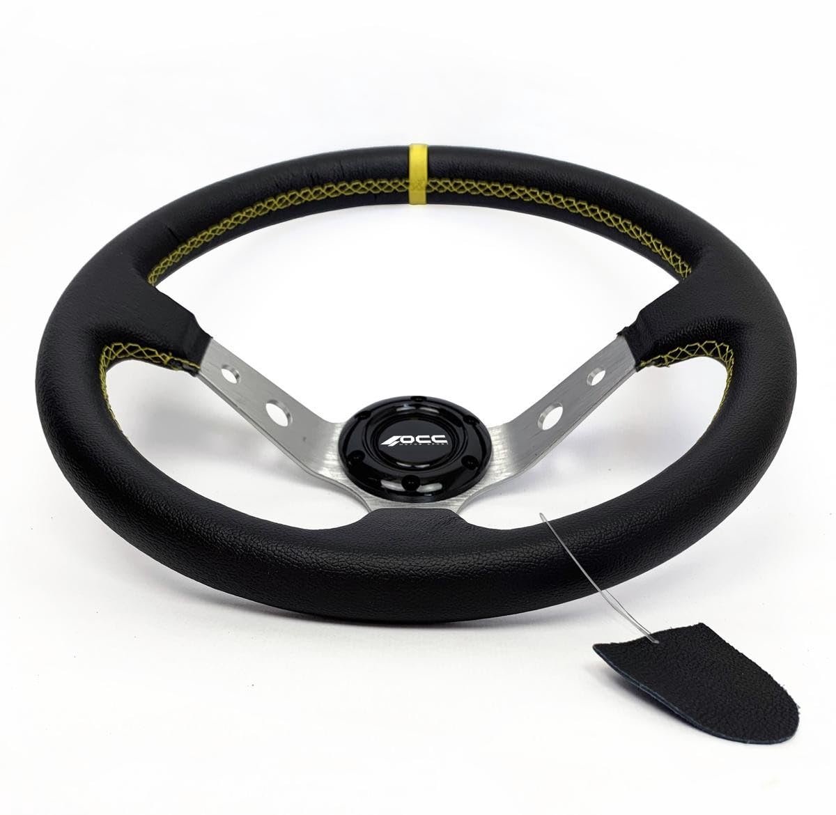SnelShoppen - OCC Motor Sport OCCVOL002 Mod Track Stuurwiel Kunstleer Armen Zilver - Stuurwiel voor Racing Games, Verstelbare Armen, Luxe Kunstleer, P