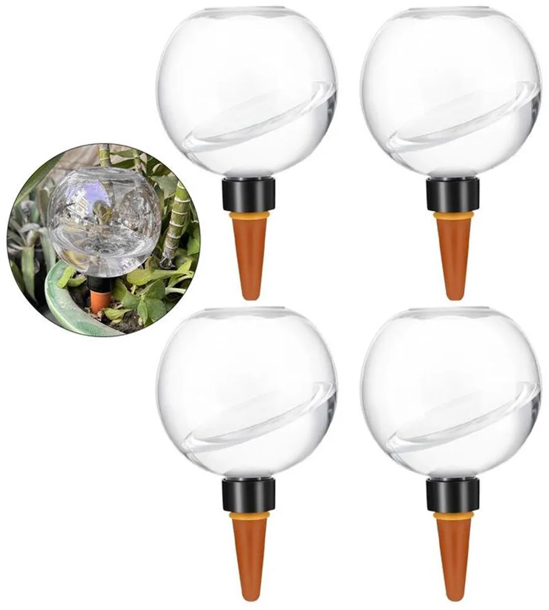 Een set van 4 gietballen, elk met een inhoud van 500 ml, gemaakt van keramiek en PP, met automatische bewatering – geschikt voor binnen- en buitengebruik, vakanties, balkons en andere locaties.