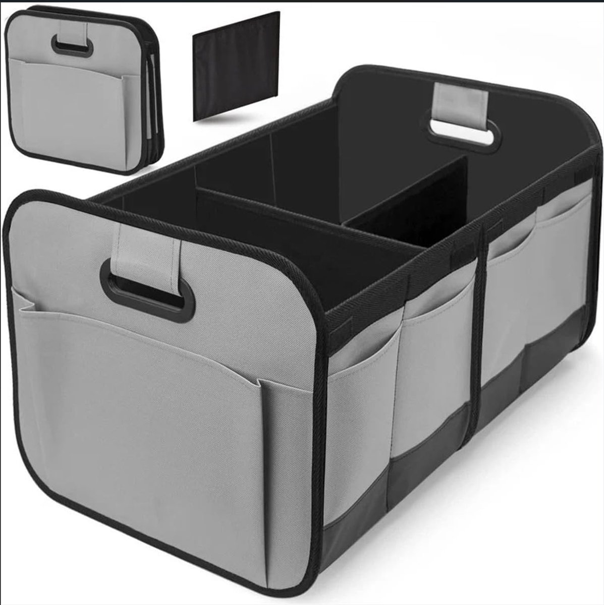 SnelShoppen - Auto Boot Opslag Organisator Waterdicht Opvouwbaar Multi-Compartment 70L Grijs voor Camping SUV Vrachtwagen Grote Capaciteit