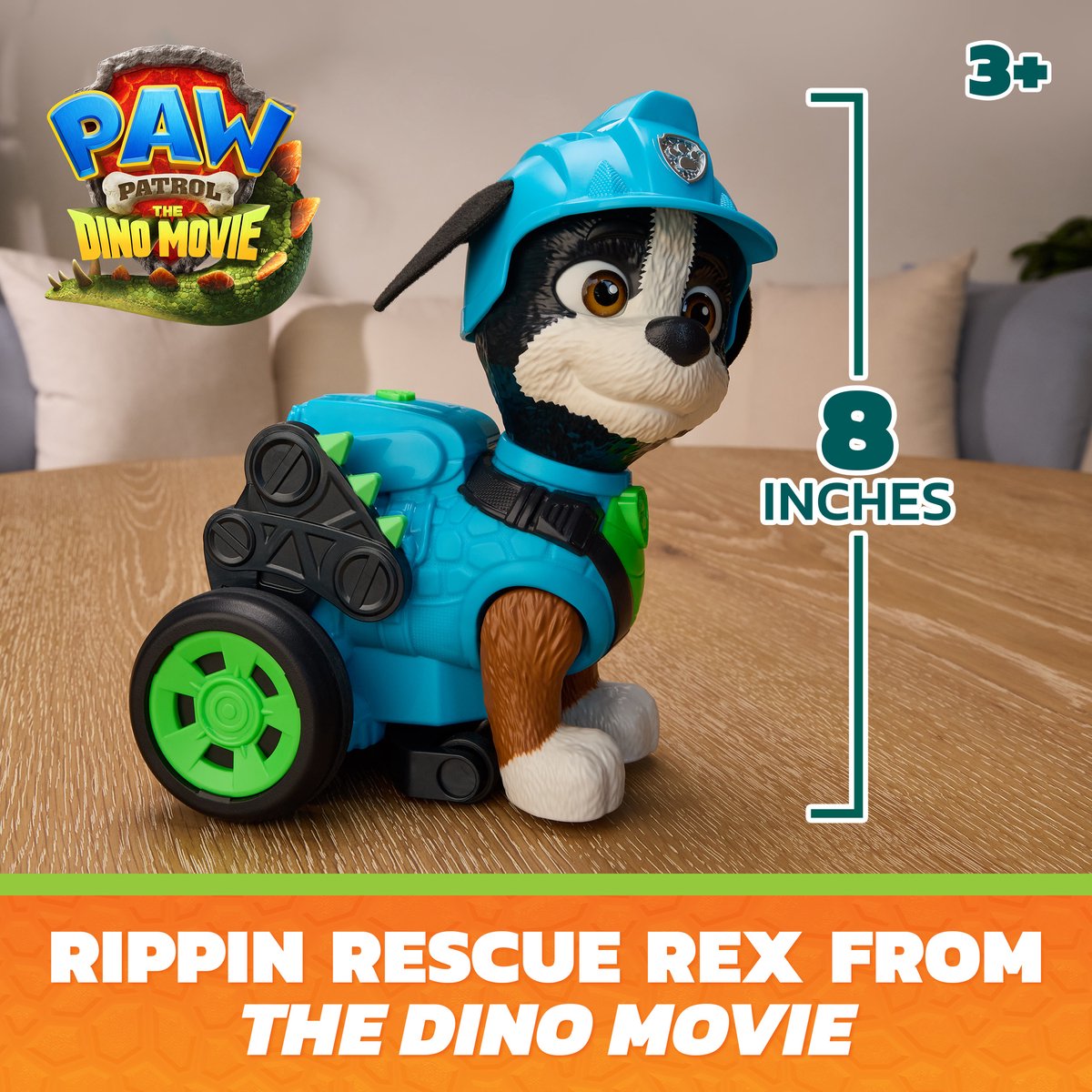 PAW Patrol - De Dino Film - Rippin Rescue Rex, terugtrek-actiefiguur van 20,3 cm met geluid en geactiveerde stunts — cadeau in Spellen & Speelgoed - foto 7