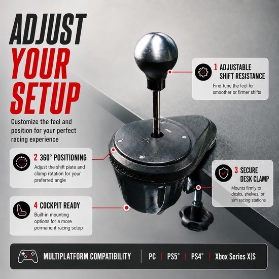 Thrustmaster TH8A Add-On Shifter - Realistische Versnellingspook - Geschikt voor PC, PS5, PS4, Xbox Series X|S & Xbox One - 100% Metaal - H.E.A.R.T. Technologie van Merkloos — afbeelding 3