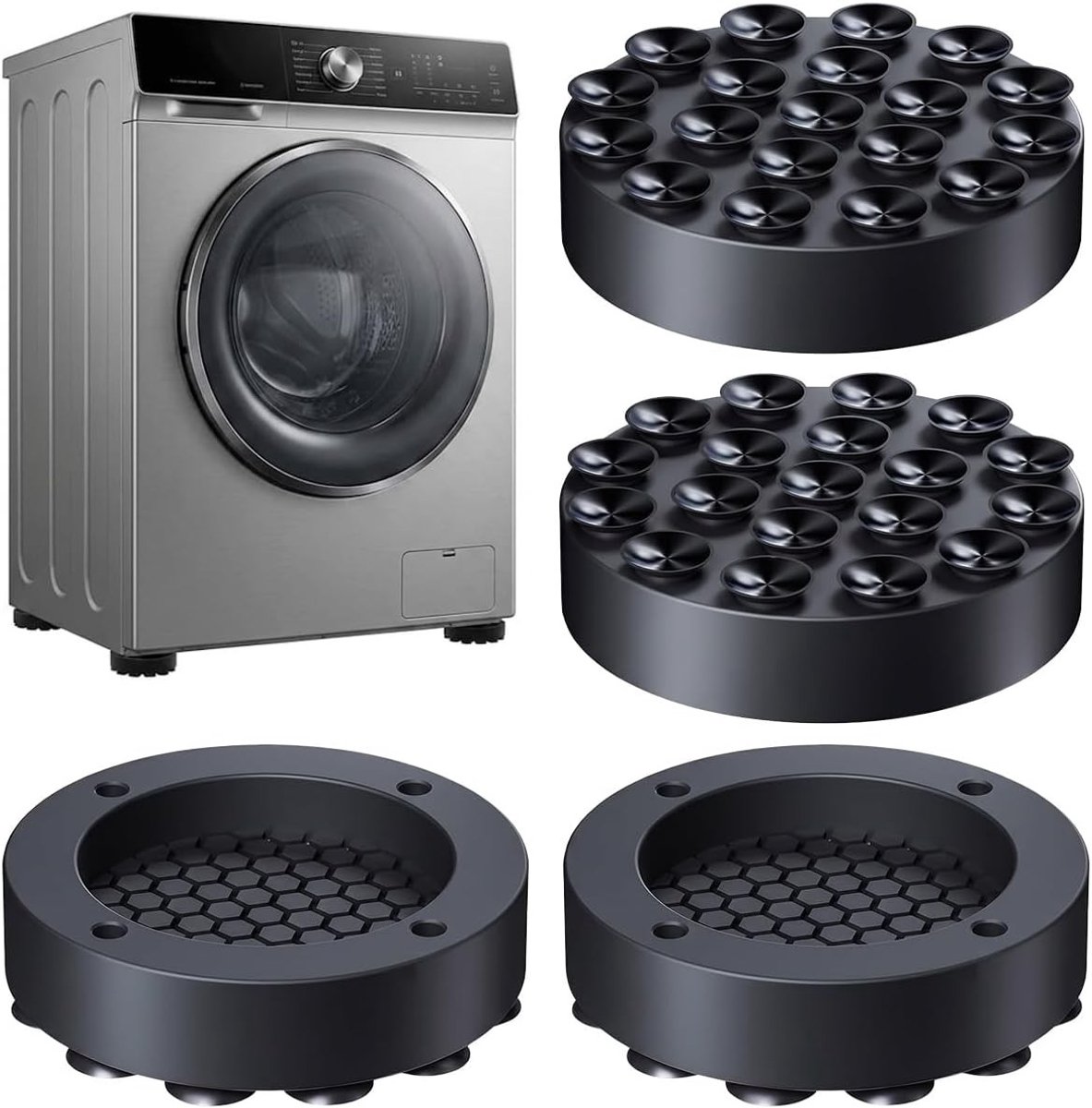 Trillingsdempers voor wasmachines en drogers - Antislipmatten voor geluidsreductie en stabiliteit, 4 stuks