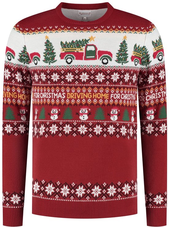 Kersttrui 'Driving Home for Christmas' (rood)