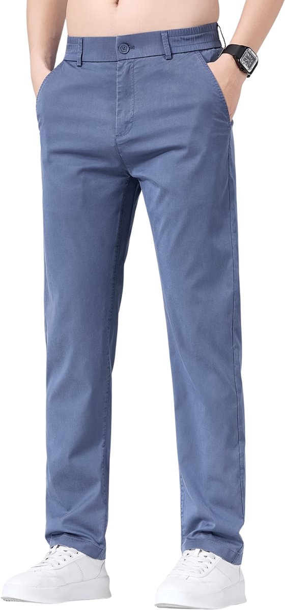 Currero Pantalon Heren Chino Regular Fit Golfbroek Nette Broek Met Elastische Tailleband Volwassenen M Blauw