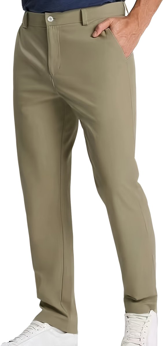 Currero Pantalon Heren Chino Regular Fit Golfbroek Nette Broek Met Elastische Tailleband Volwassenen M Matcha-kleur