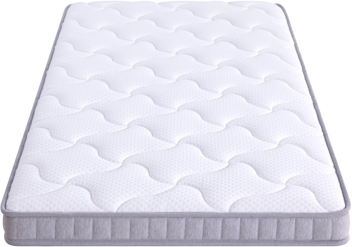 Pocketveringmatras 90x200x10 cm - 7 Zones Met Traagschuim - Stevig Ligcomfort H3 - Voor Slaapbank En Klapbed - Wit