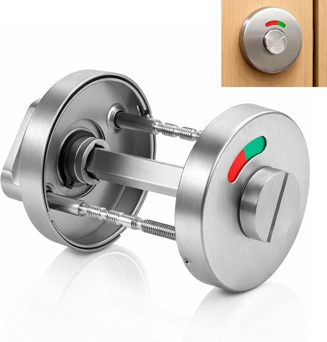 Toilet Rosette met Display en Draai Knop, RVS Toilet Lock Set voor Badkamer en Toilet, Veiligheid en Functionaliteit