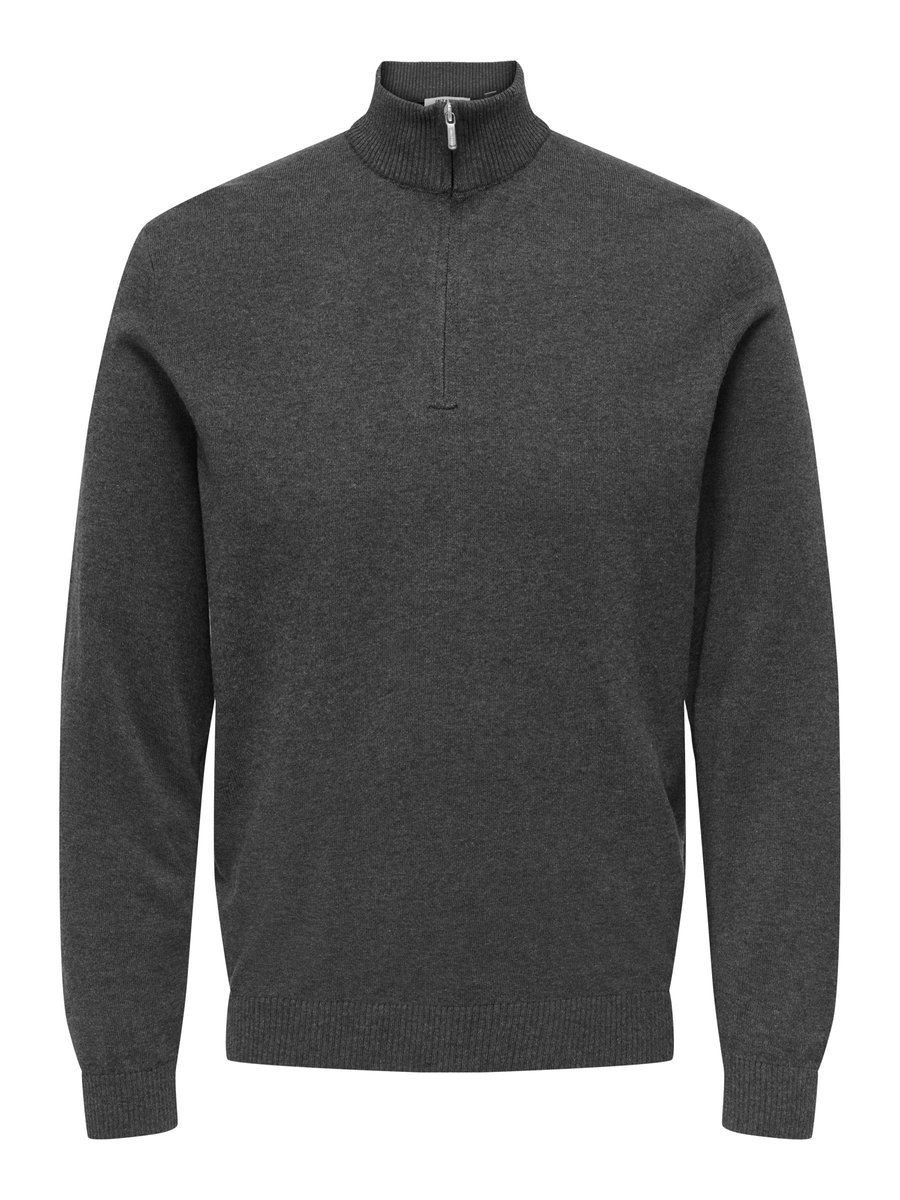 ONLY&SONS - ONSLOUI REG 12 MEL HALF ZIP KNIT NOOS - Heren - Gebreide truien