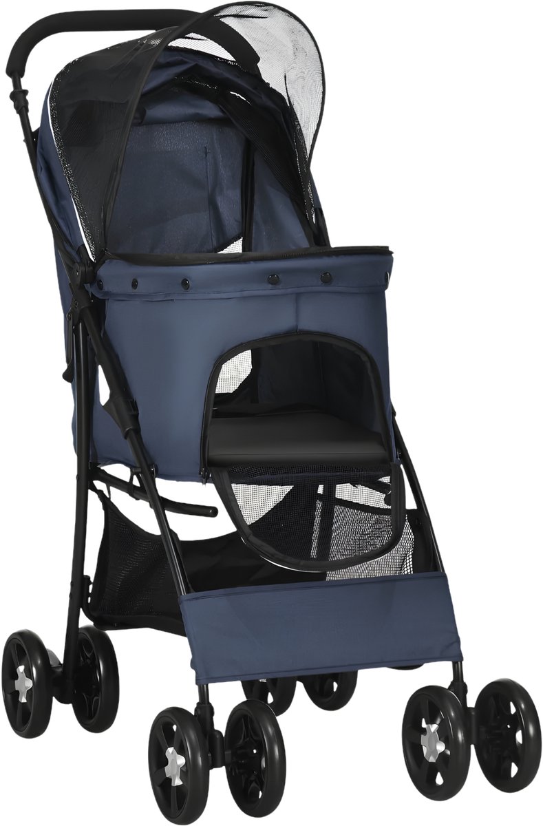 Hondenbuggy – Opvouwbare Honden- en Kattenwagen met Kussen – Blauw