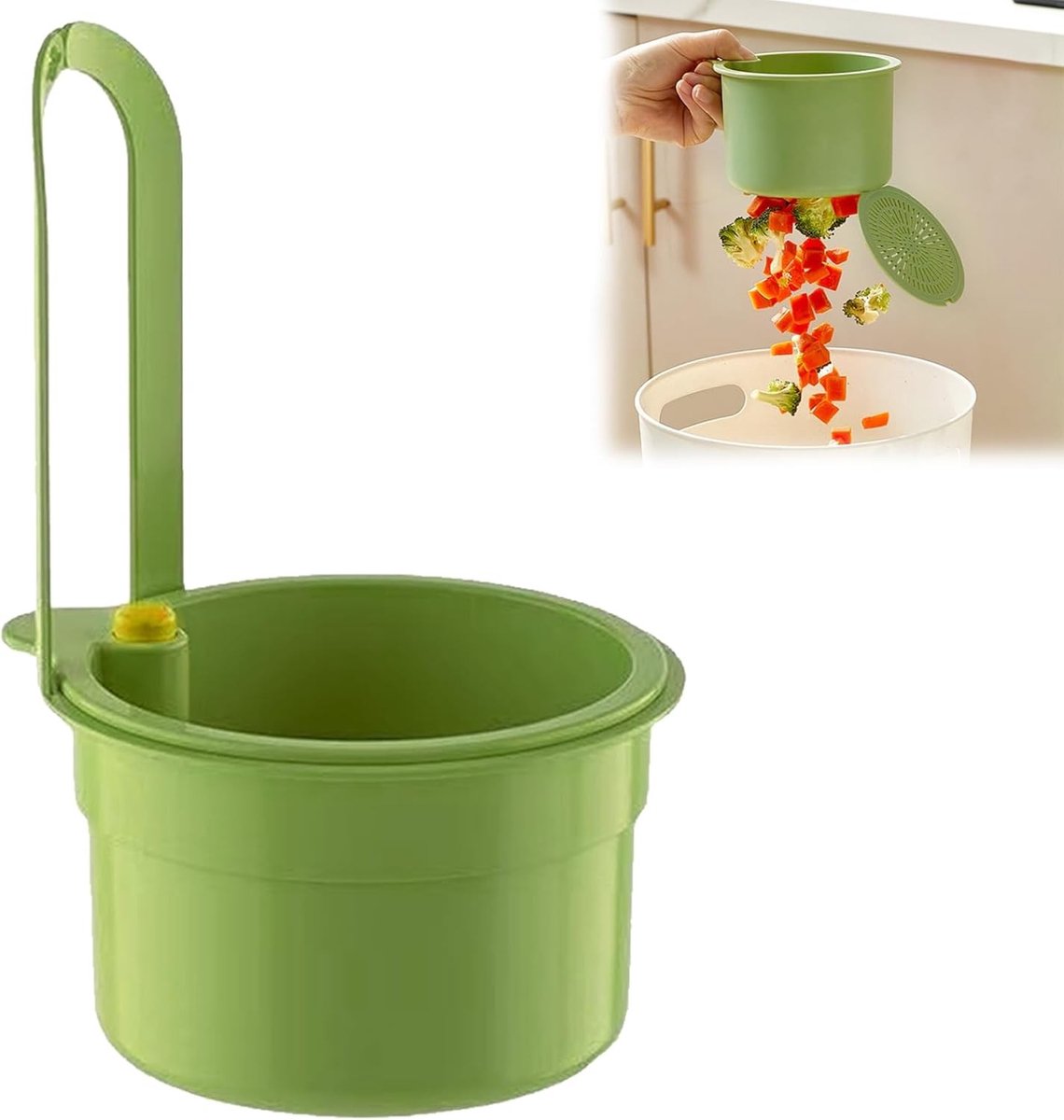 Afvoer Mand voor Keuken, Groenten en Fruit, Pastascheider met Knop, Ideaal voor Huishouden en Badkamer (Groen)