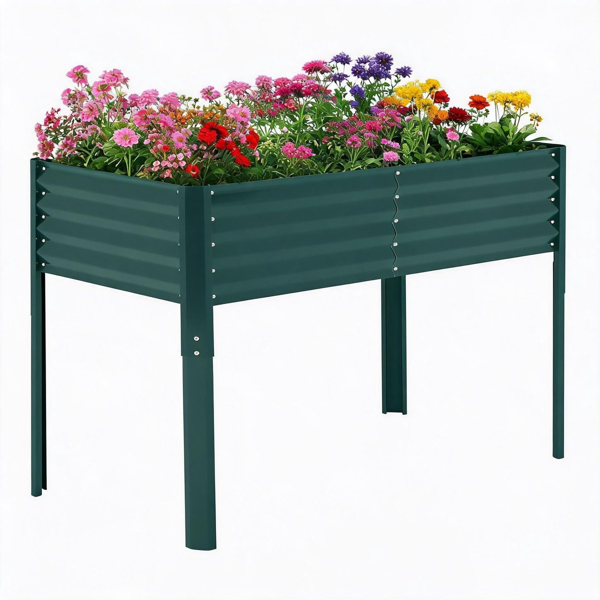 Gegalvaniseerd Verhoogd Plantenbed 120x60x90cm Donkergroen – Dubbellaags Verzinkt Staal met Vogelnett – Open Bodem – Verhoogde Moestuinbak voor Groenten Kruiden en Bloemen – Eenvoudig te Monteren