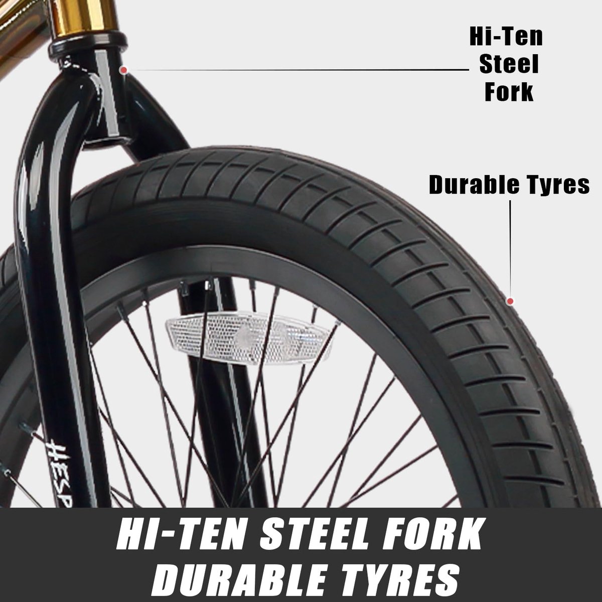 SnelShoppen - 20 inch Freestyle BMX Kinderfiets voor Jongens, Met 4 Pegs, Gouden Fiets voor Beginners, Geschikt voor 6-14 Jaar, Perfect voor Stunts en