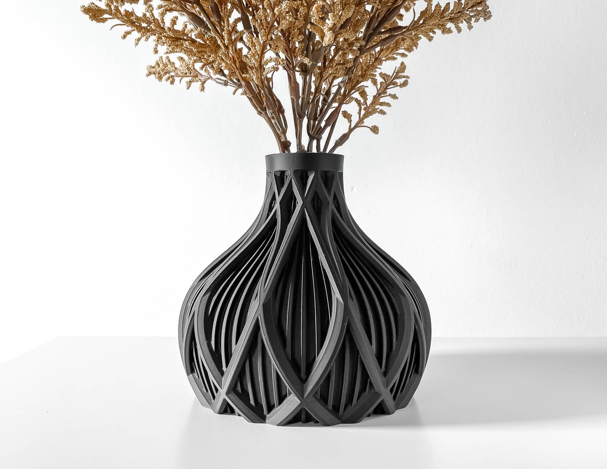 Skushy Vaas Kamishort - Geschikt voor Bouwbloemen - Japandi Designvaas voor Droogbloemen en Kunstbloemen - Sculpturale Decoratieve Vaas - Moderne Woondecoratie