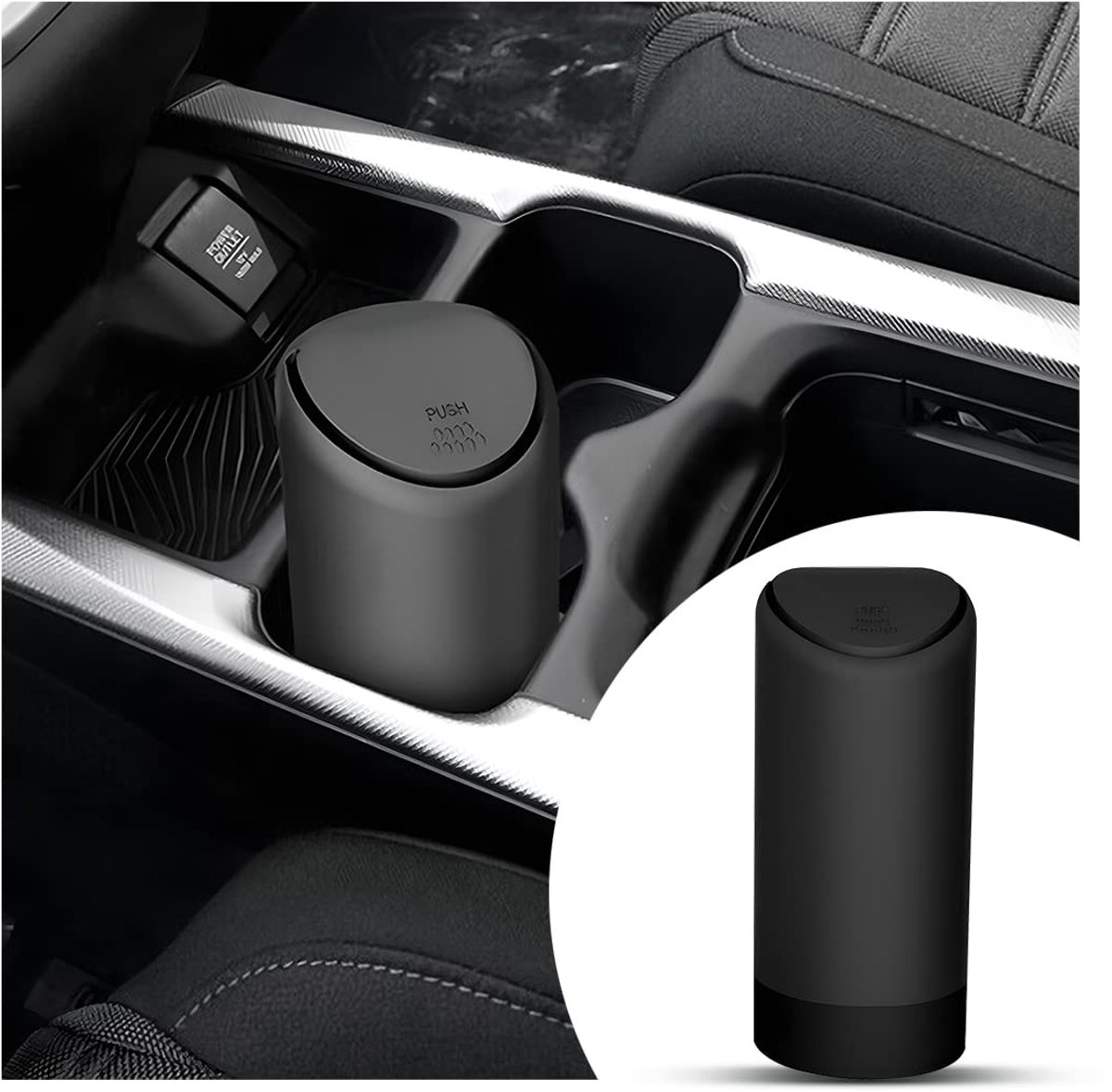 SnelShoppen - Mini Silicone Auto Afvalbak met Deksel, Waterdicht en Lekvrij, Draagbare Vuilnisbak voor Auto, Thuis, Kantoor, Keuken, Slaapkamer (Zwart