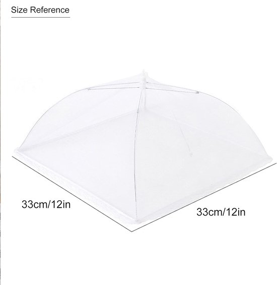2 stuks - Vliegenkap - Voedselhoezen - Picknick mesh voedselhoes - Pop-up mesh voedselhoes - Herbruikbaar - Opvouwbaar - Voorkomt vliegen en insecten - Wit - 33*33 cm - Geschikt voor kamperen in de buitenlucht, picknicks en feestjes — afbeelding 2