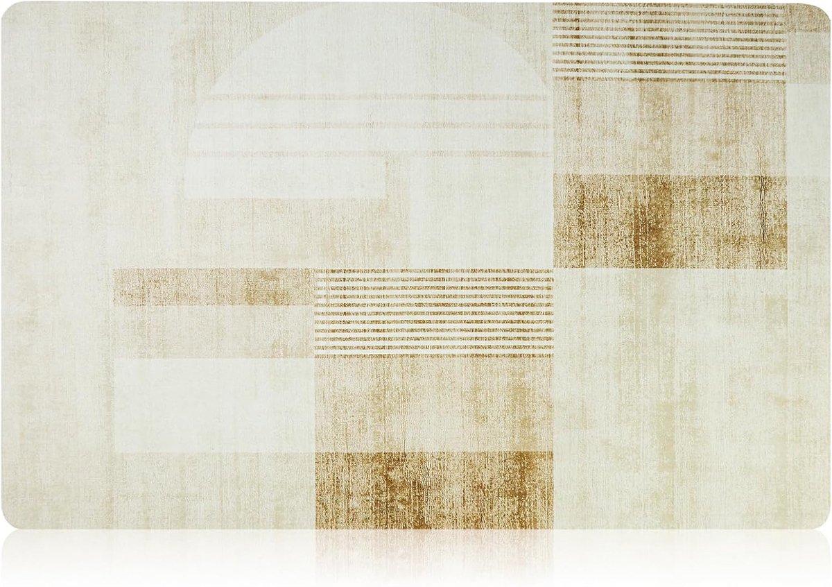 SnelShoppen - Absorberende en Antislip Badmat van Dieselguhr - Minimalistisch Beige - 80cm x 50cm - Modern Geometrisch Patroon voor Badkamer