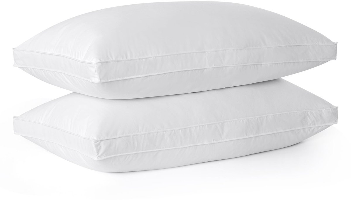 SnelShoppen - Ganzendons Kussens Set van 2, Queensize, 100% Katoenen Hoes, Medium Stevigheid, Ideaal voor Rug-, Buik- en Zijslapers