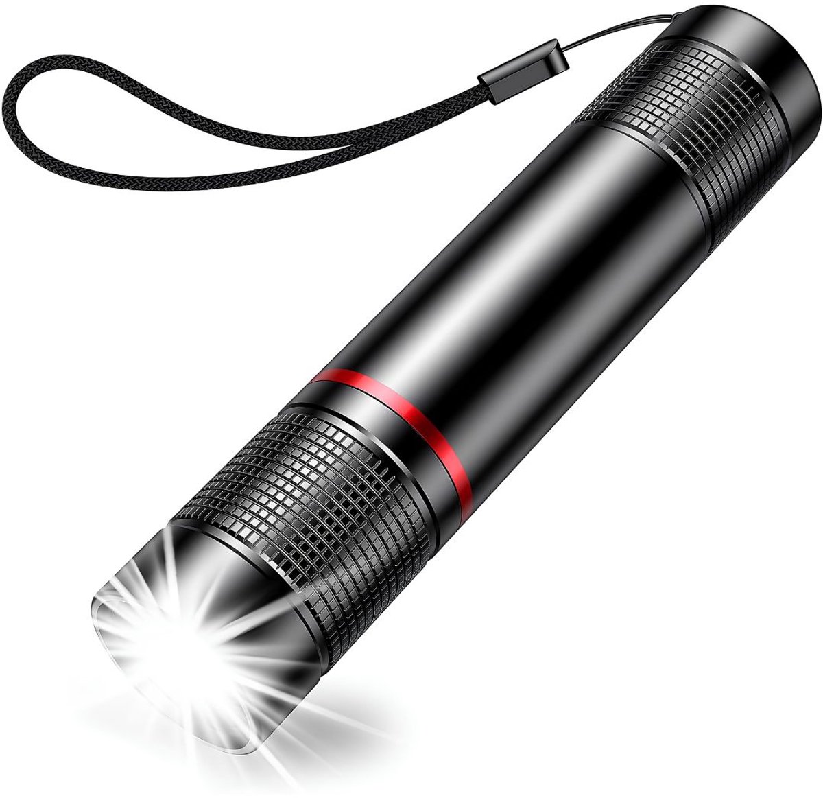 JCP® Zaklamp LED - Oplaadbaar - Voor Kamperen, Wandelen, Noodgevallen, Klussen - Zwart - 113cm x 25cm x 25cm