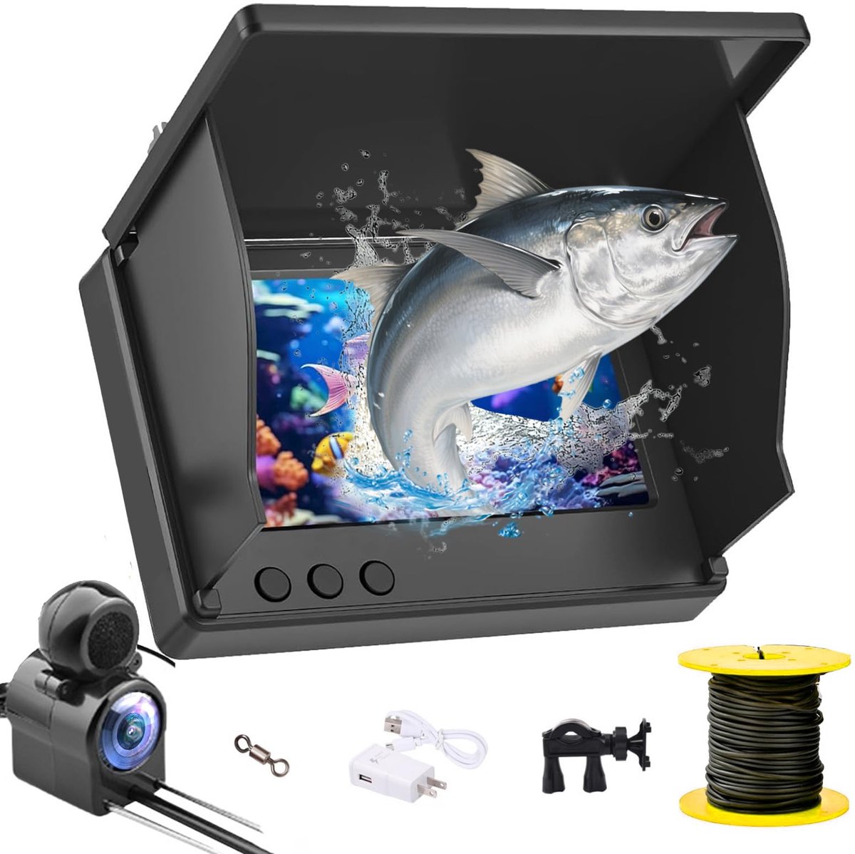 SnelShoppen - Onderwatercamera met 4,3 inch IPS-display, Fishfinder, 30 m kabel voor vissen, duiken, en aquatisch avontuur