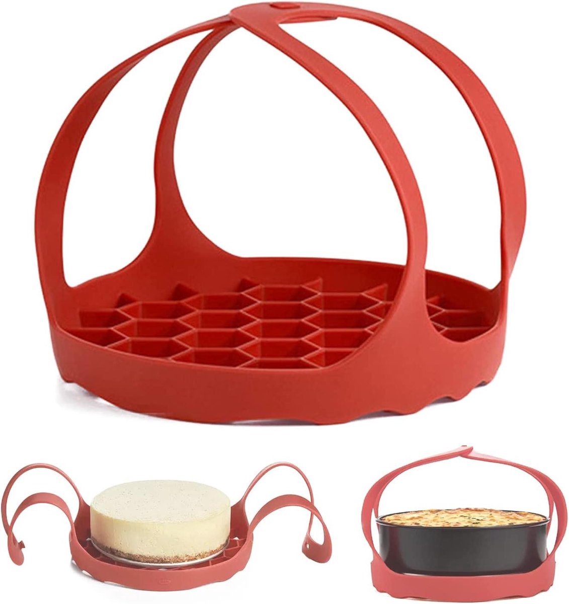 Silicone Steamer Sling - Draagbare Anti-aanbaksiliconen Slinger voor Stoompan - Keukenaccessoires voor Hogedrukpan (Rood) - Hittebestendig - 1 stuk