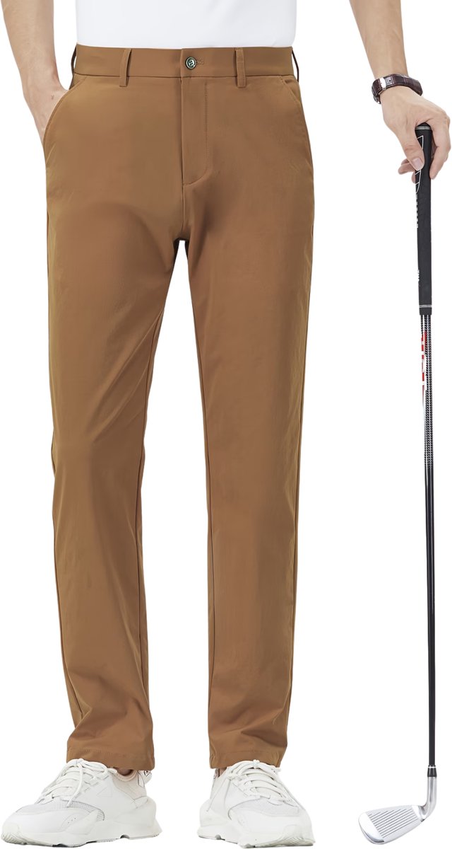 Currero Pantalon Heren Chino Regular Fit Golfbroek Nette Broek Met Elastische Tailleband Volwassenen Löss XXXL Loss Oker