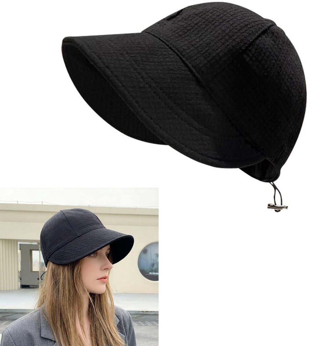 Zonnehoed voor dames Opvouwbare Zonnehoed Voor Dames – Outdoor Zonnehoed – Met UV-bescherming – Zomerhoed Met Brede Rand, Lichtgewicht Zomerpet Voor Dames – Geschikt Voor Het Strand En Buitenactiviteiten – Zwart
