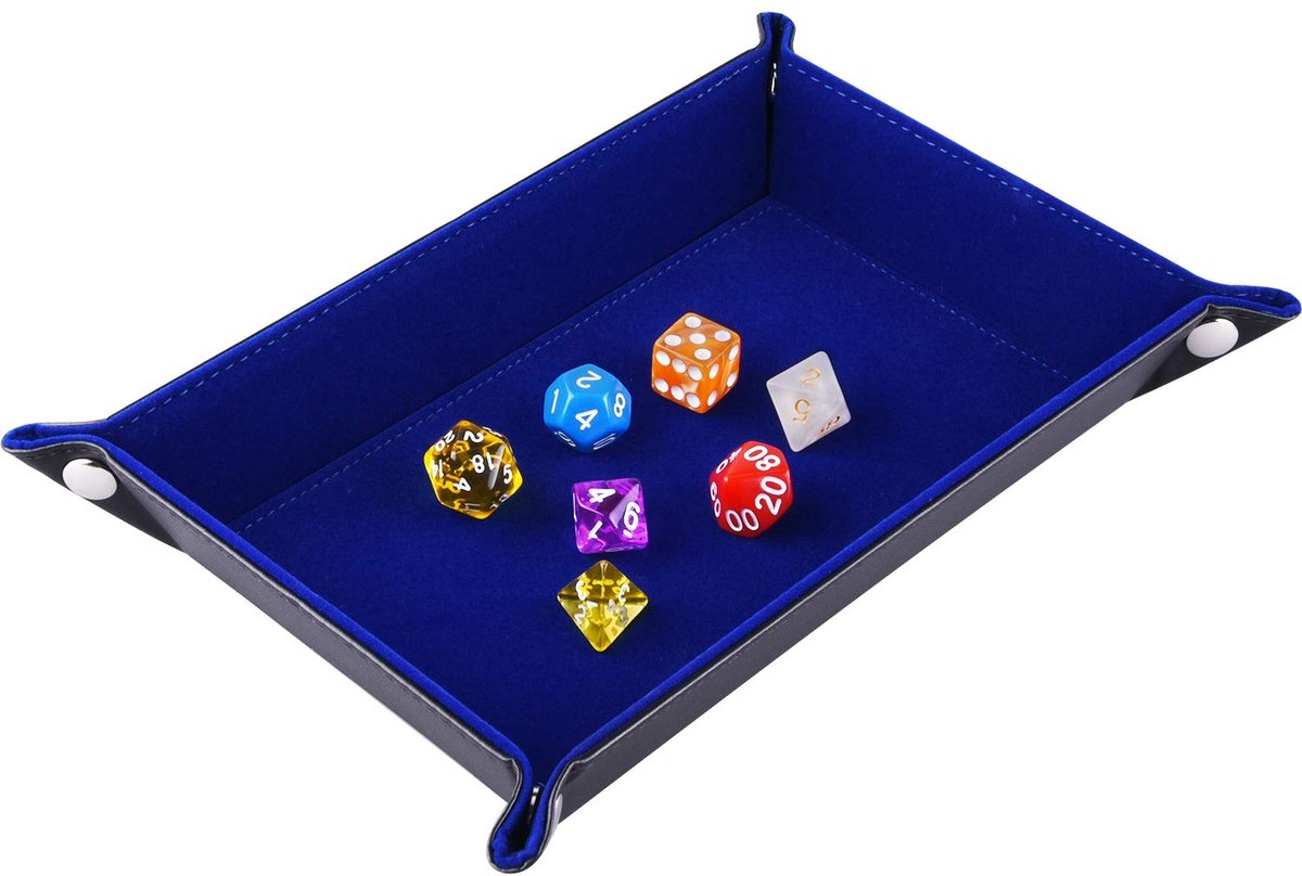 SnelShoppen - Vouwbaar Kubusbord voor Dungeons & Dragons, Donkerblauw Fluweel met PU-leer, Ideaal voor RPG en Tafelspellen, Handig en Compact