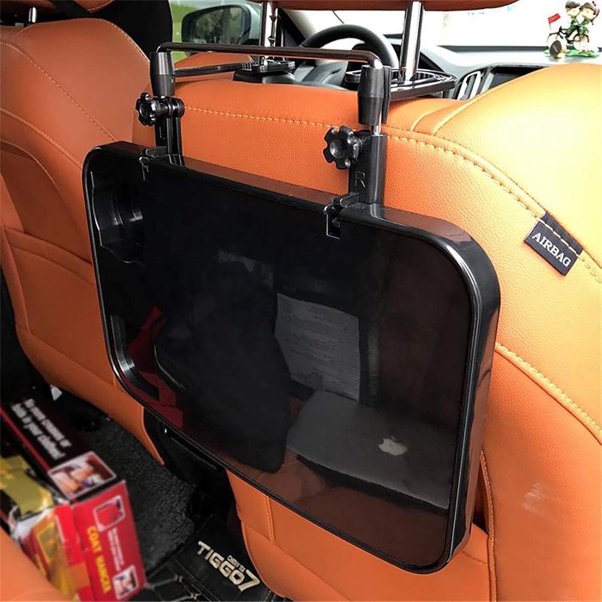 SnelShoppen - Autolaptopstandaard, in hoogte verstelbaar met bekerhouder en anti-slip, laptoptafel voor auto, kantoor, reizen, camping, universeel voo