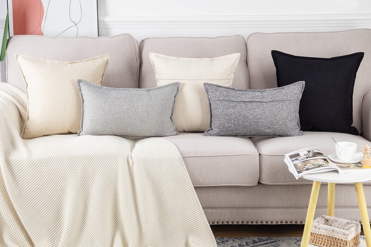 SnelShoppen - Set van 2 Imitatielinnen Kussenslopen 30x50 cm Licht Beige - Zachte Decoratieve Kussenhoezen voor Sofa en Slaapkamer - Perfect voor Elk