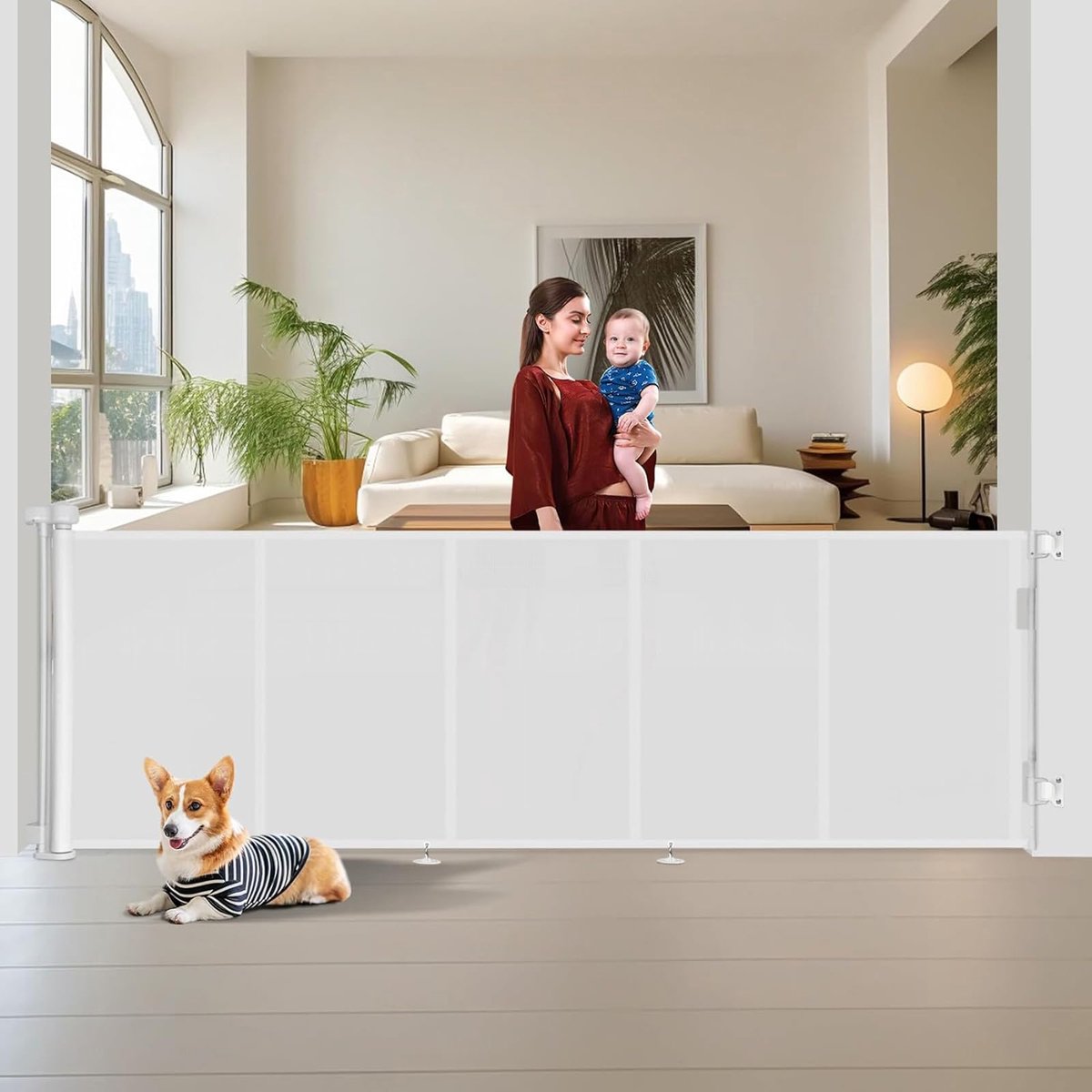 SnelShoppen - Intrekbaar Veiligheidshek 0-300 cm - Uitschuifbaar Veiligheidshek voor Kinderen - Oprolbaar voor Trappen en Gangen - Veiligheidshekken v