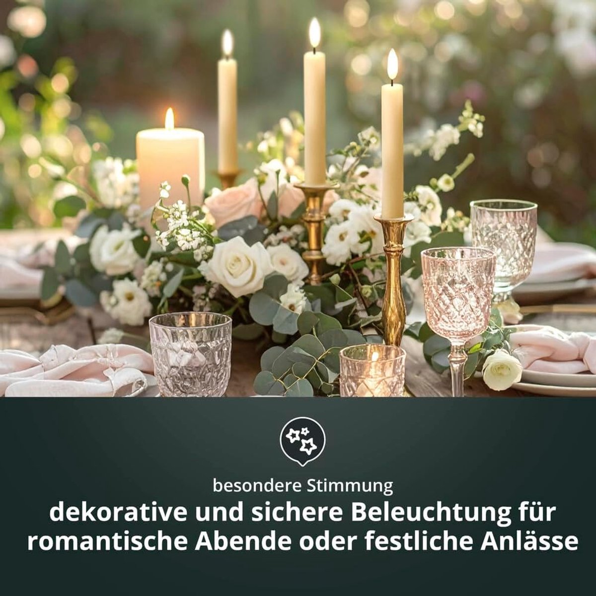 SnelShoppen - Set van 2 LED Staafkaarsen van Echte Was, Beige 15 cm, Warm Wit, Tafeldecoratie voor Bruiloft, Kerstmis, Feestjes - Batterij-Operated (1