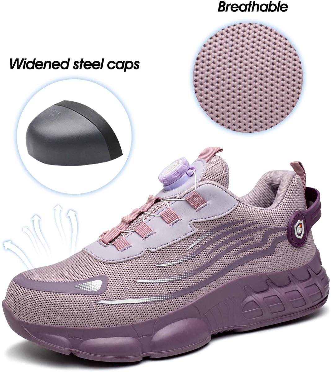 SnelShoppen - Werkschoenen Heren Dames Veiligheidsschoenen Stalen Neus Sportief Ademend Antislip Veiligheidsschoenen Pink 41 EU