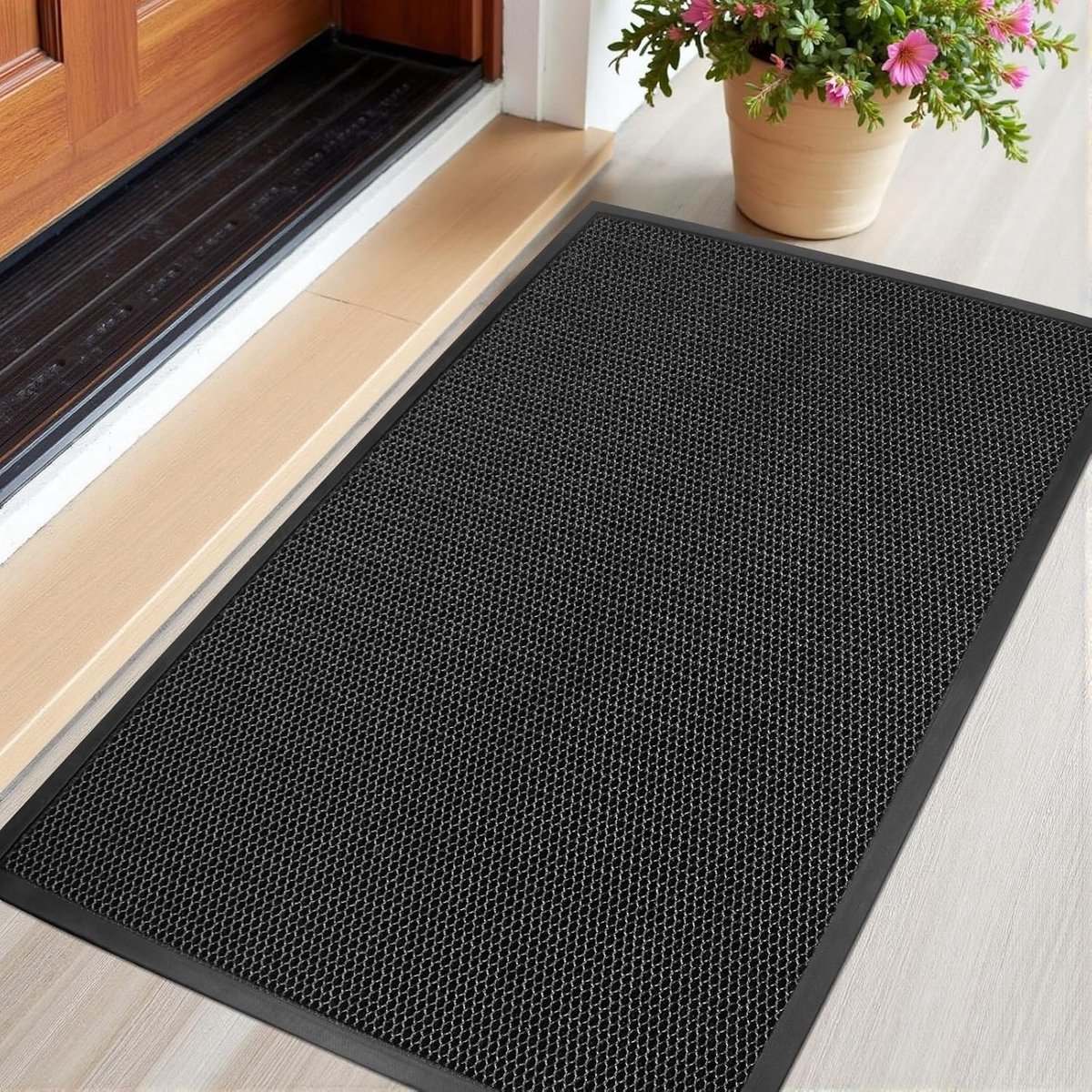 KZQ Antislip Buitendeurmat Zwartgrijs 60x90 cm Heavy Duty Intrede Mat Rekgaas Vuistopvang Commerciële Vloermat Voor Thuis en Kantoor