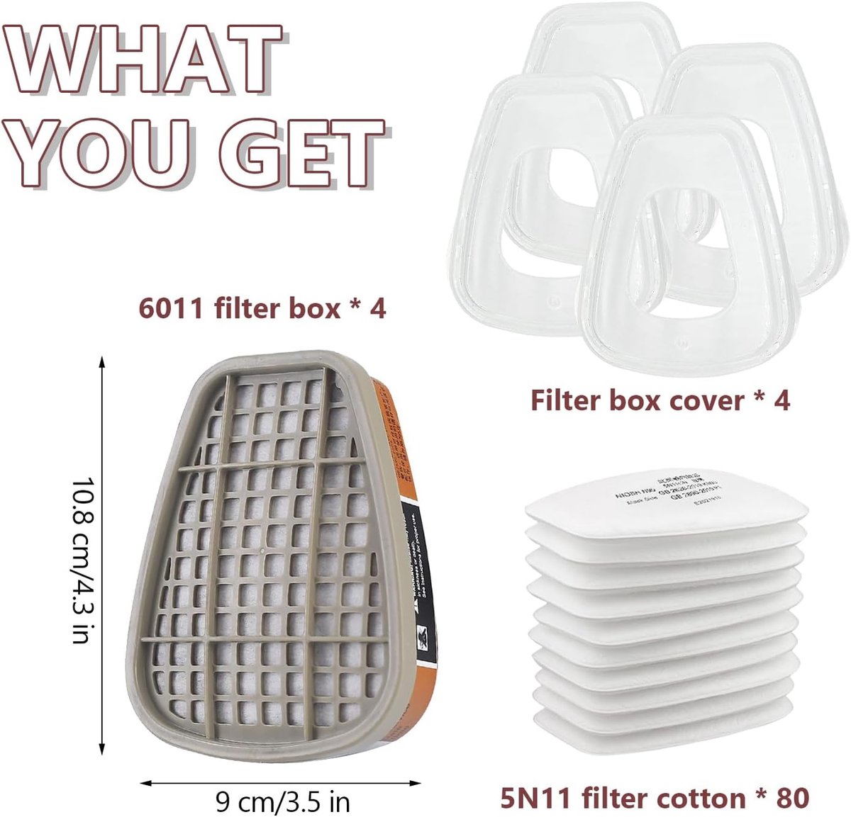 SnelShoppen - 6001 Respirator Masker Filter Pack van 80 Filtercartridges + 4 Filters + 4 Dekkapjes, Organische Damp 6001 Cartridges, Chemisch Kleurfil