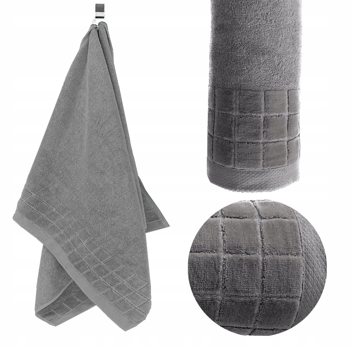 KONEY - Badhanddoek - 50 x 100 cm - Grijs - 500 g/m²