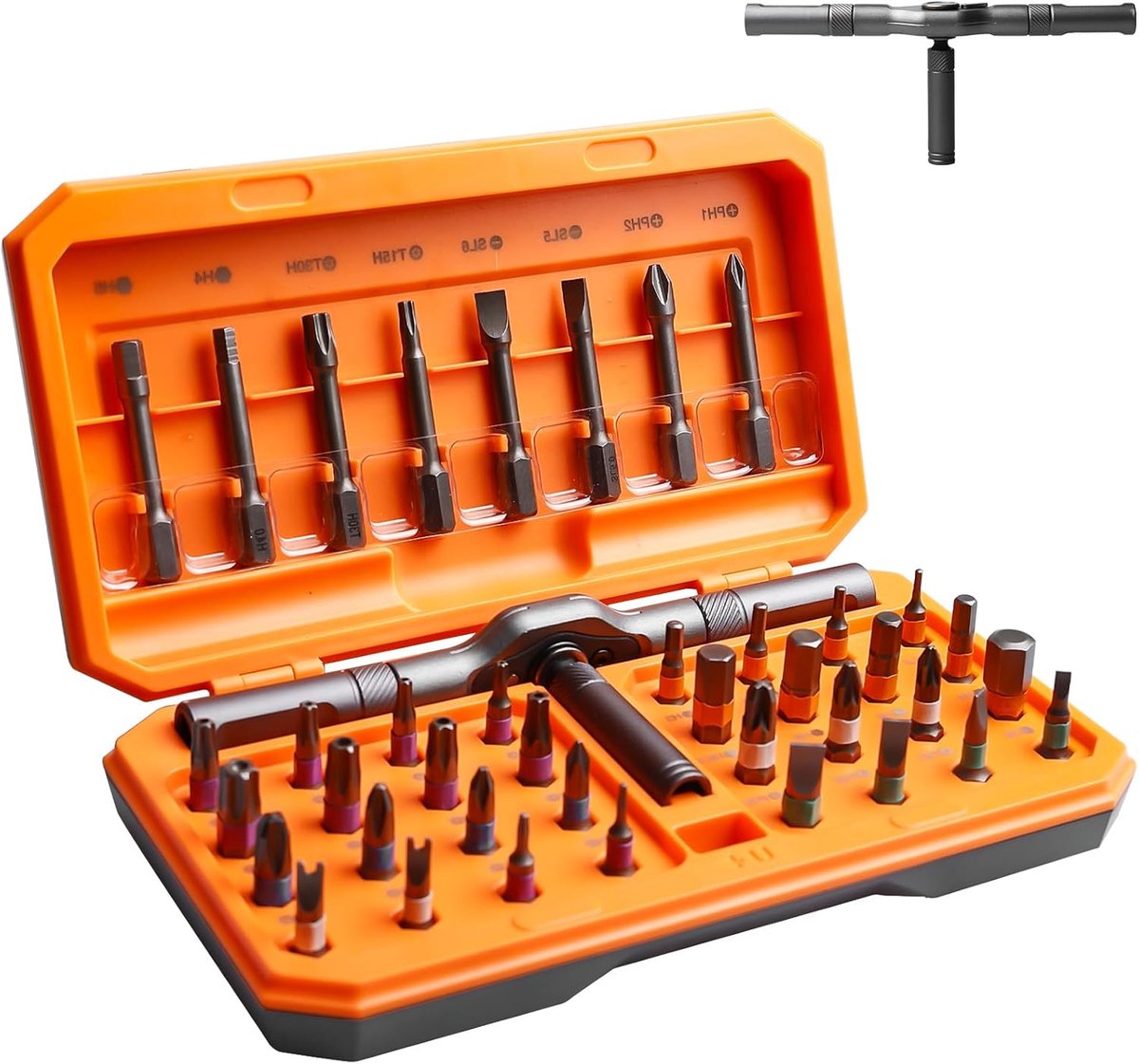 SnelShoppen - 42-in-1 Magnetische Schroevendraaier Set met Ratchet Mechanisme, DIY Ratchet Schroevendraaier, 40 Bits + Verwijderbare Ratchet Handgreep