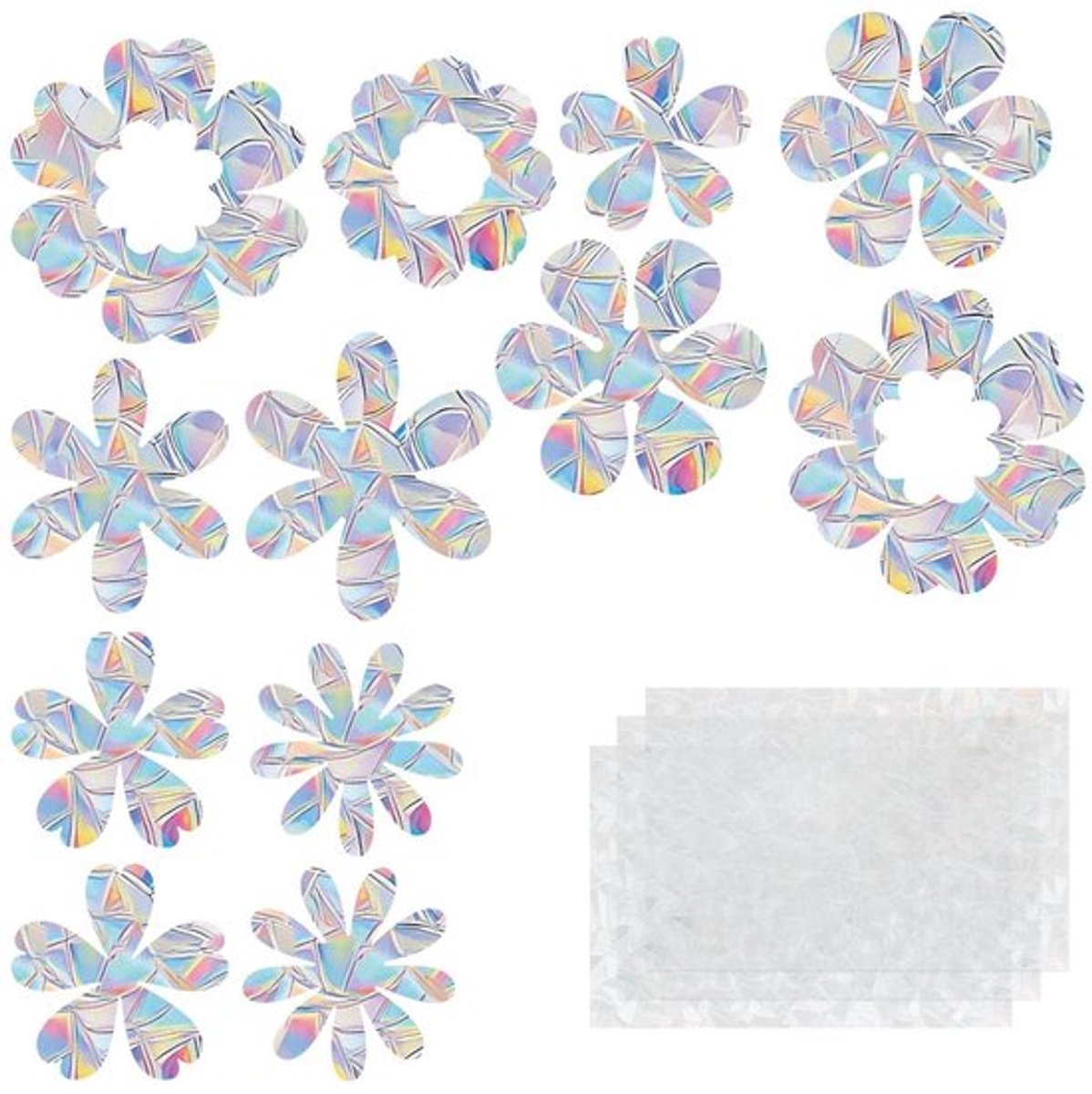 Raamstickers Vogelbescherming - Decoratieve Stickers - Regenboog - Bloemenpatroon - 36 Stuks - Suncatcher - Raamfolie