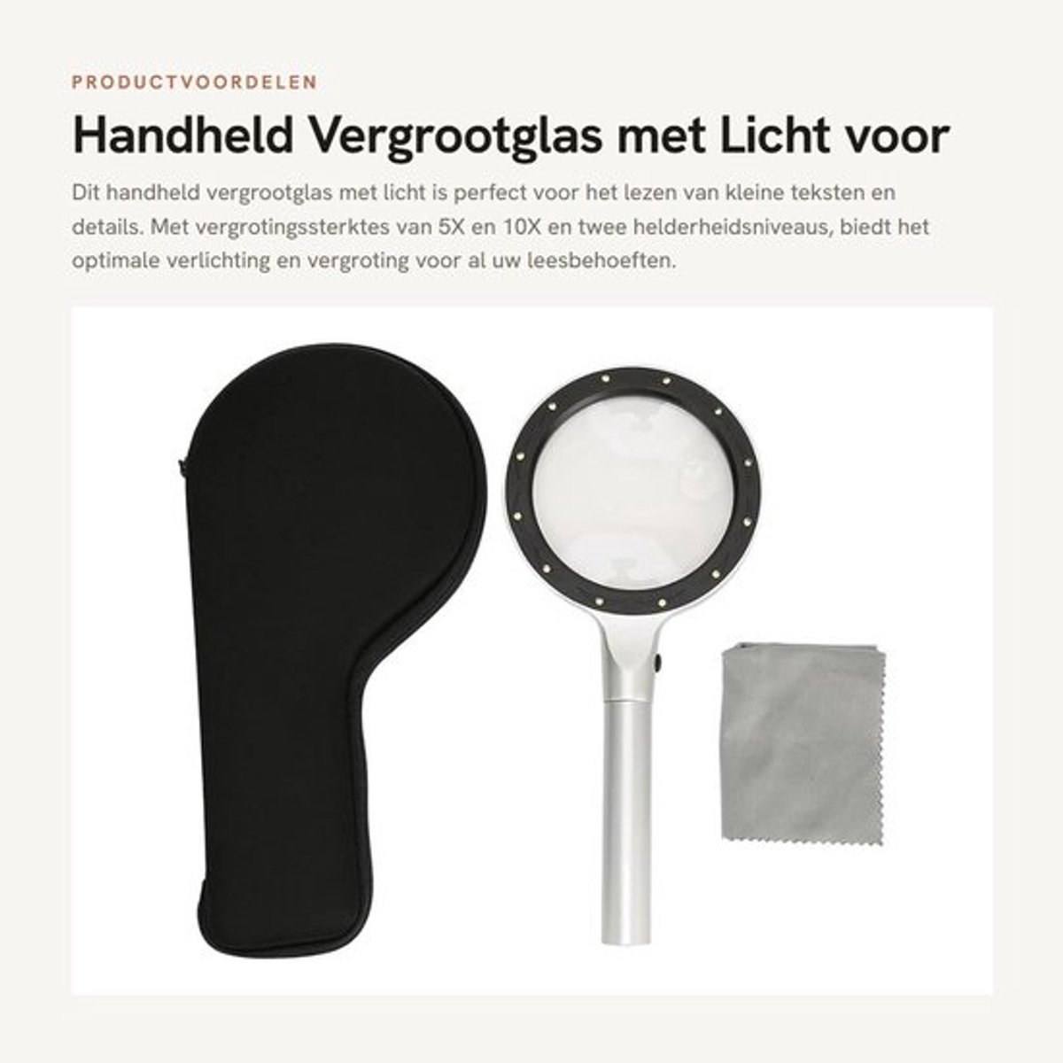 Handheld Vergrootglas met Licht voor Leesgemak