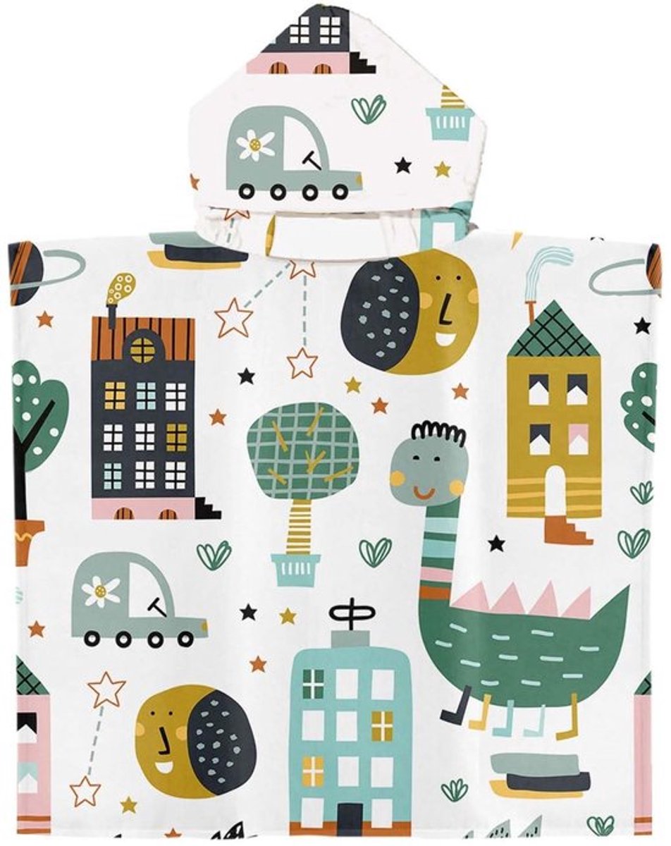 Badponcho met Capuchon - Microvezel - 75 x 65 cm - Zacht en Absorberend - Voor Kinderen - Perfect voor Strand en Zwembad - Handdoek