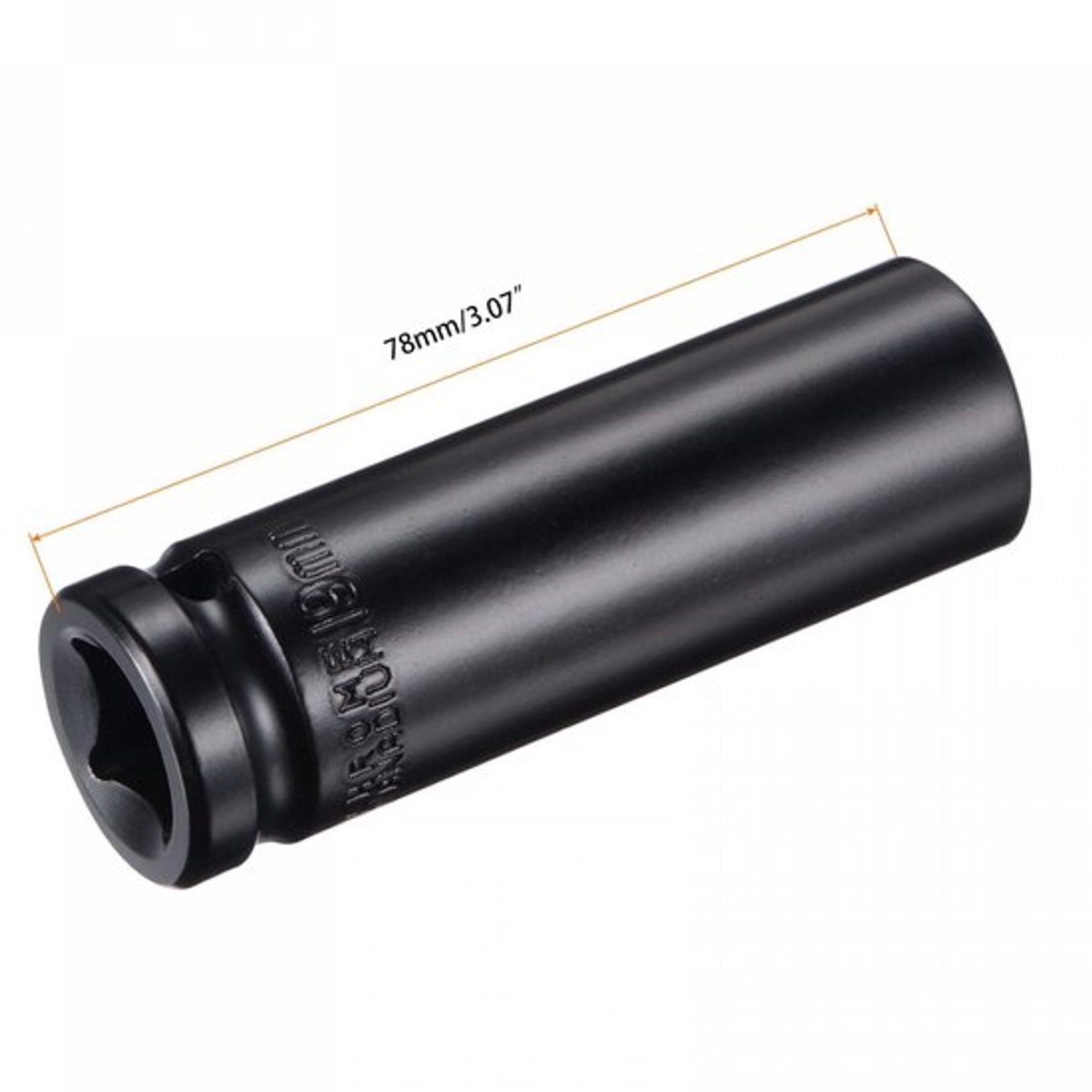 Slagmoer 19mm Diepe 6-Punts - 1/2 Inch Aandrijving - Warmtebehandeld CR-V Staal - Corrosiebestendige Afwerking - 78mm Lengte - Lasergeëtste Maatlabels - Dopsleutel