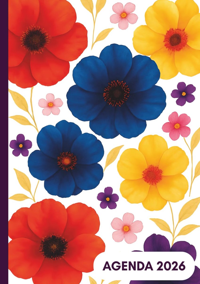 SnelShoppen - Agenda Semainier 2026 A4, Verticale Weergave (8h–20h), Elegante Florale Cover, Planner met To-Do Lijst, Professioneel Design, Kleurig en